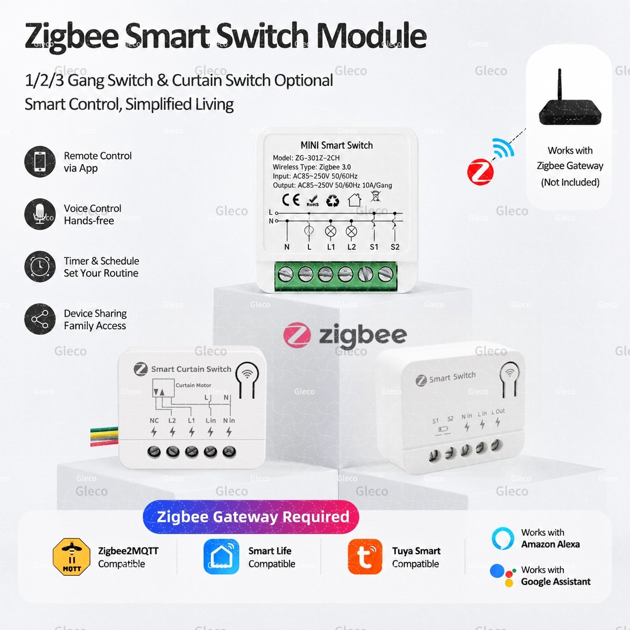 Tuya 4 Channel - Módulo de Interruptor Zigbee Extremadamente Pequeño,