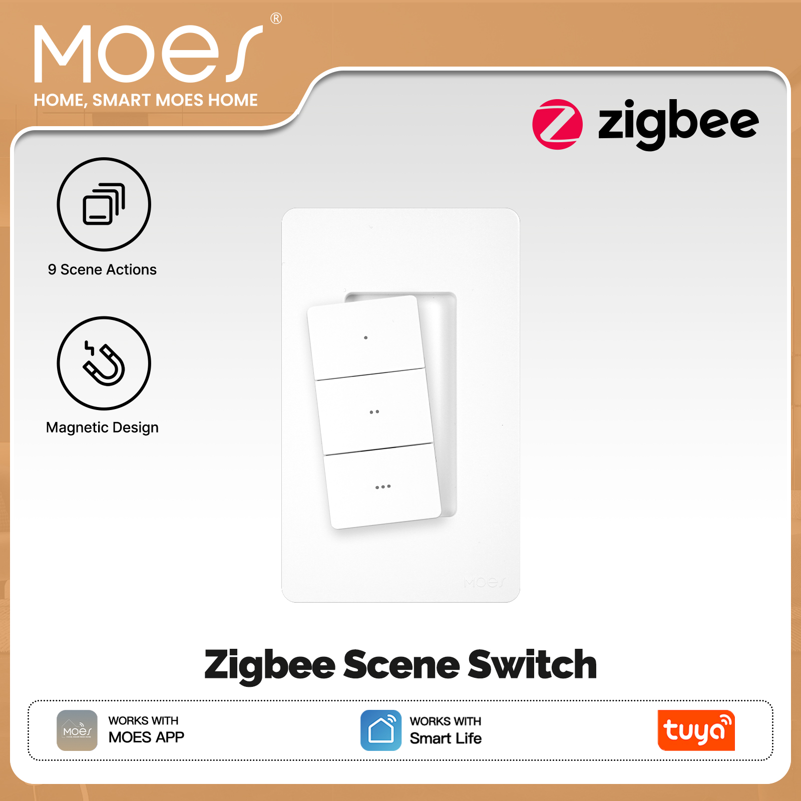 Smart Relay Tuya - Interruptor de Escenas Inalámbrico Inteligente MOES